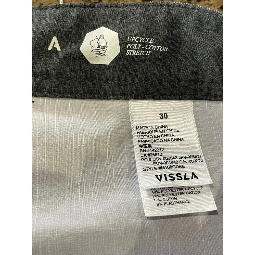 Vissla Board Shorts Mens 30 Gray Blue stripes adjustable closure perfect pocket